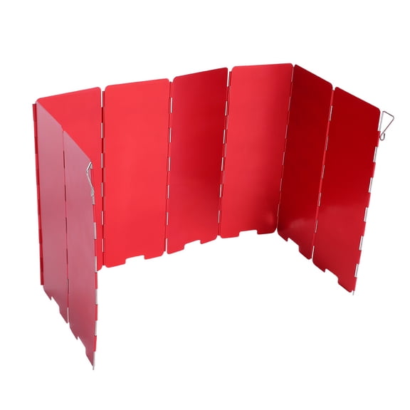 BIMZUC 8 Plate Foldable Stove Windshield Outdoor Camping Accessory Cooking Gas Wind Shield (Red) [cite: 9]