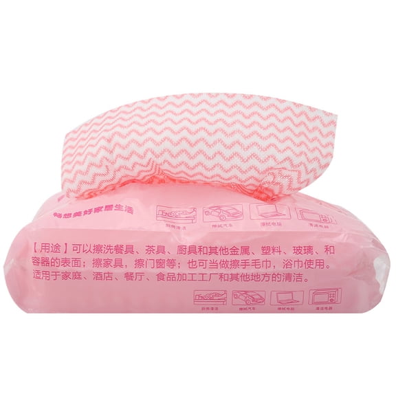 BIMZUC 80-Count Disposable Non-Stick Dish Cloths, Non-Woven Absorbent Hand Towels for Kitchen Cleaning, Oil-Absorbent & Lint-Free, Pink