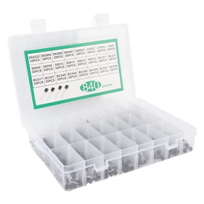 BIMZUC 840 Pieces TO-92 Bipolar Junction Transistor Assortment Kit, 24 Values NPN PNP Power Transistors Diode Triode Set with Storage Box (7.48 inches / 19 cm) for DIY Electronics[cite: 1]