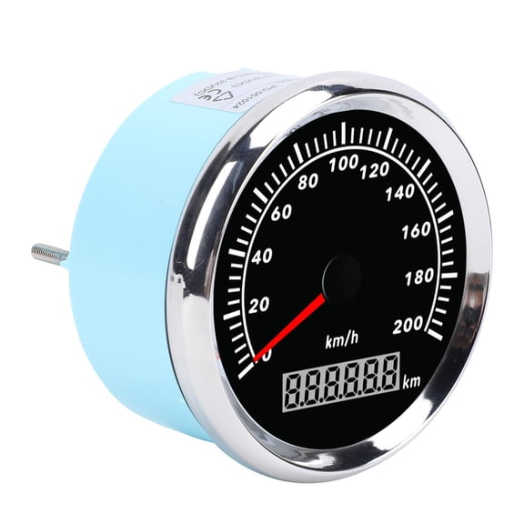 BIMZUC 85mm Boat Speedometer Hybrid Digital Pointer 200KM/H Speed Gauge with 7 Color Backlight IP67 Waterproof Marine Instrument for Yacht RV Truck Motorcycle Silver Bezel[cite: 1]