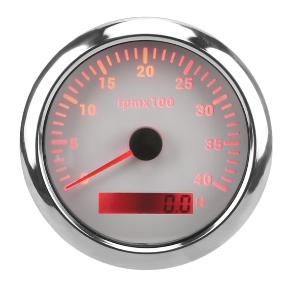 BIMZUC 85mm Tachometer Gauge 4000 RPM IP67 Waterproof 7-Color Backlight 3.35 inches / 85 mm White