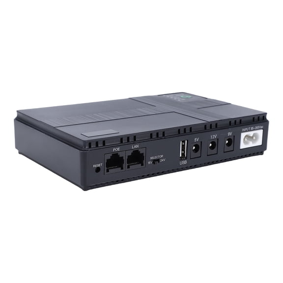 BIMZUC 8800mAh Small UPS Battery Backup Uninterruptible Power Supply 18W Mini UPS Surge Protection with USB DC POE LAN Interfaces, 110-240V Output, 6.3x4.1x1.3 Inches / 16.0x10.5x3.2 cm, EU Plug