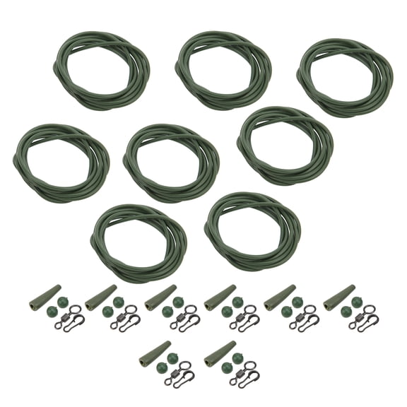 BIMZUC 8PCS ABS & Copper Alloy Portable Silicone Hair Rigs Swivels Carp Fishing Accessories Tackle Terminal Green (4.72 inches / 12 cm)
