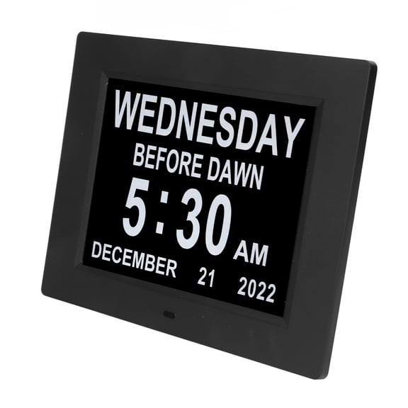 BIMZUC 8inch Digital Day Calendar Clock Alarm Reminders 8 Languages Large HD Display Elderly Digital Clock 110-240V EU Plug