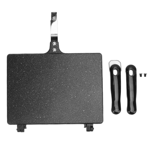 BIMZUC 9.1"x15.7" DoubleSided HandToaster Detachable, Even Heating, NonStick, Stylish Black Panini Maker for Sandwiches, Eggs & Veggies