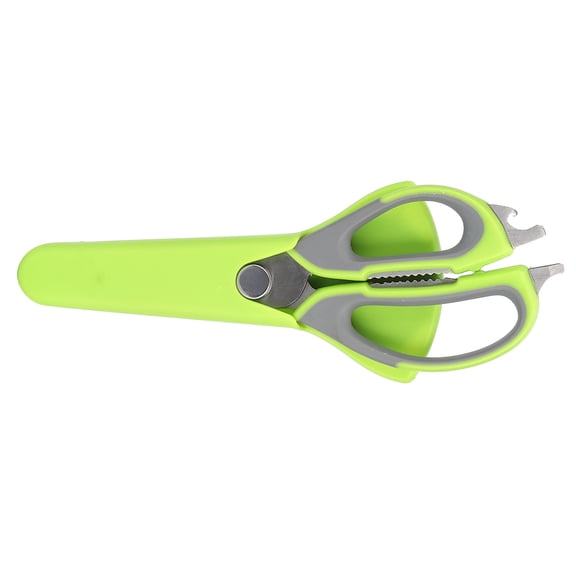 BIMZUC 9.6 in / 24.5 cm Multifunction Stainless Steel Barbecue Scissors with Protective Cover, Heavy Duty Kitchen Shears for BBQ Picnic and Cooking Tool, Rust Resistant Black (1 count)