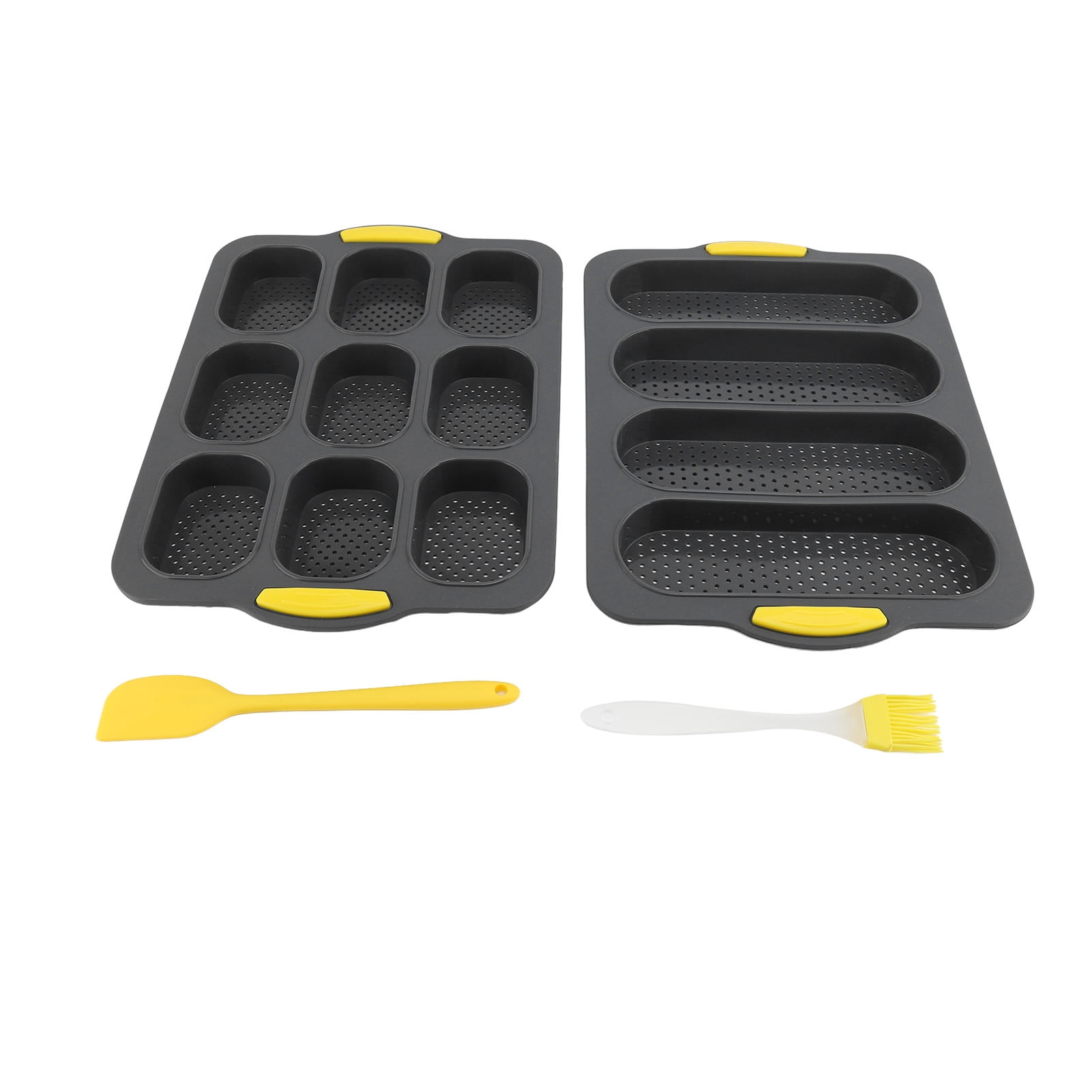 BIMZUC 9‑Grid French Bread Baking Set – Flexible Silicone Loaf Pan, 4‑Grid Bread Board, Brush & Spatula, Non‑Stick, Easy Release, Dishwasher & Microwave Safe