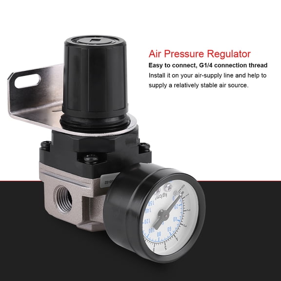 BIMZUC AR2000-02 Pneumatic Air Pressure Regulator Adjustable Control Valve Gauge G1/4 145 PSI Max 5.51x2.36 Inches