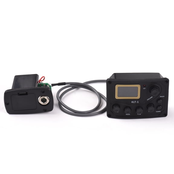 BIMZUC Acoustic Guitar Pickup 4-Band EQ Equalizer Piezo Pickup with Tuner Tone Volume Bass Middle Treble Control and Battery Box for Classical Wooden Folk Guitars Musical Instruments Accessories