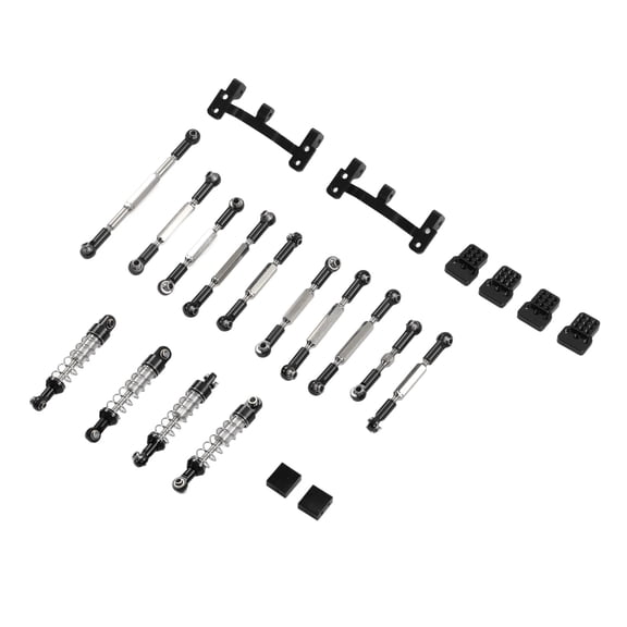 BIMZUC Aluminum Alloy RC Car Upgrade Spare Kit Black Shocks Absorber and Pull Rod Set, High Performance Replacement Parts for WPL C24 C14 C14K C24K Rock Crawler Toy Vehicles (7.87 inches / 20 cm)
