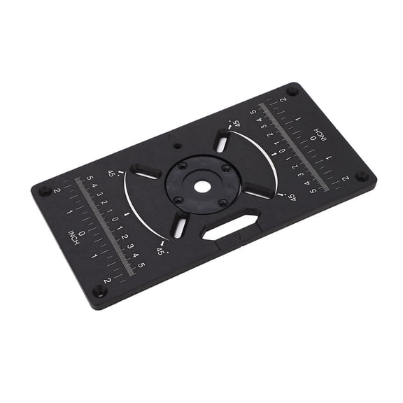 BIMZUC Aluminum Alloy Router Table Insert Plate Trimming Machine Flip Board Heavy Duty Router Plate with 4 Insert Rings High Precision Precision Hole Alignment for Woodworking Wood Carving, Black