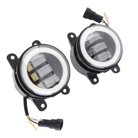 BIMZUC Angel Eyes LED Front Fog Light Assembly 30W 3000LM Universal for Car Truck Van Trailer 4.3 in / 11 cm