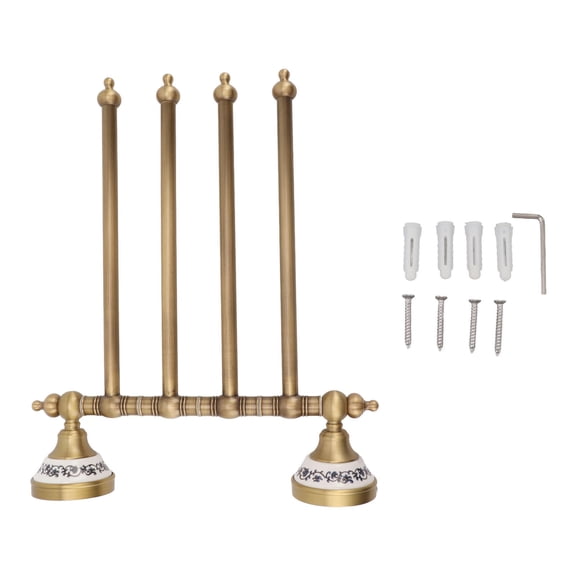 BIMZUC Antique Brass Swivel Towel Rack – 4‑Rod Rotating Towel Hanger for Bathroom, Kitchen, Hotel & Restaurant – Space‑Saving European Design