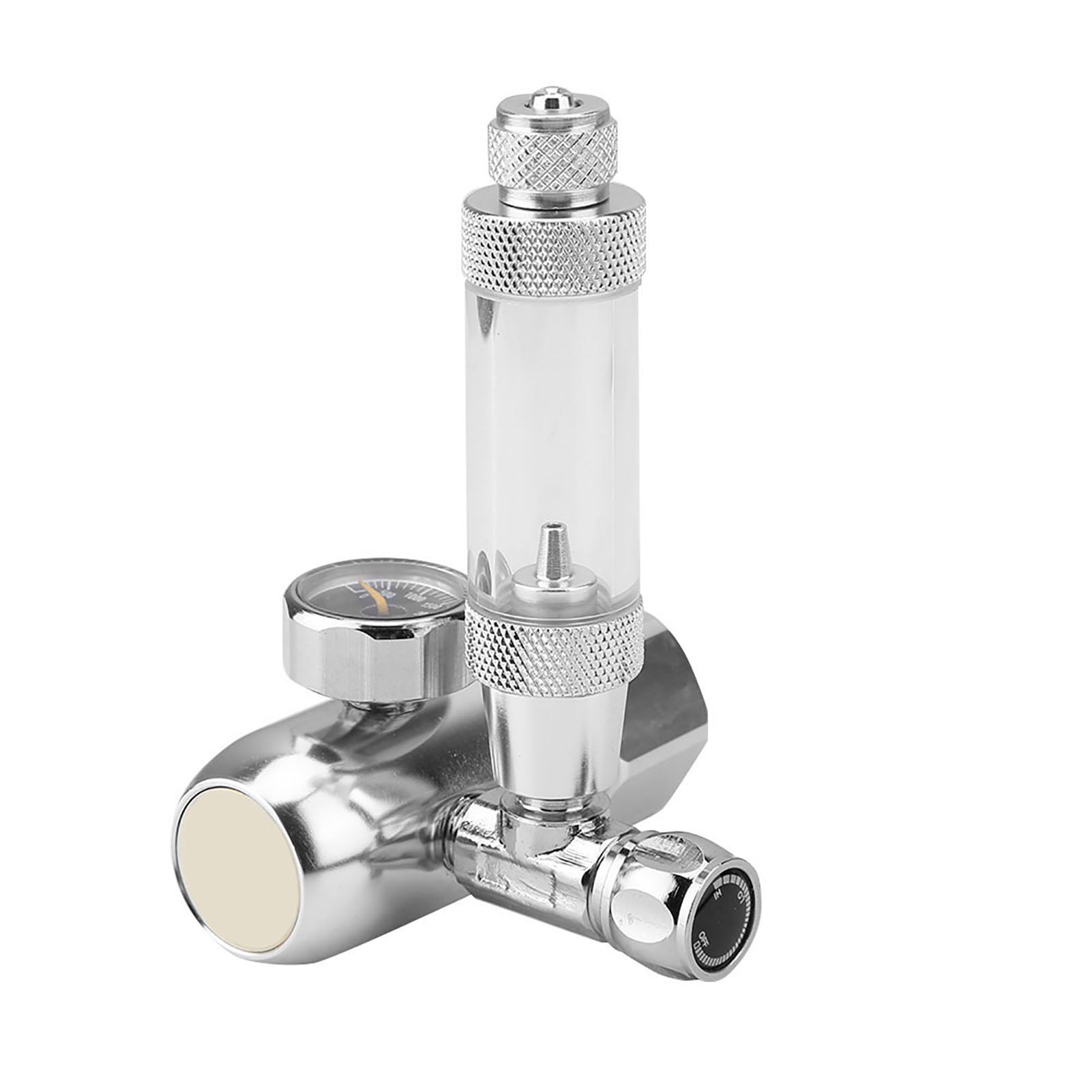 BIMZUC Aquarium CO2 Pressure Regulator with Check Valve and Bubble Counter, Precise CO2 Control Single Gauge for Fish Tank Plants, Silver (5.91 in / 15 cm)