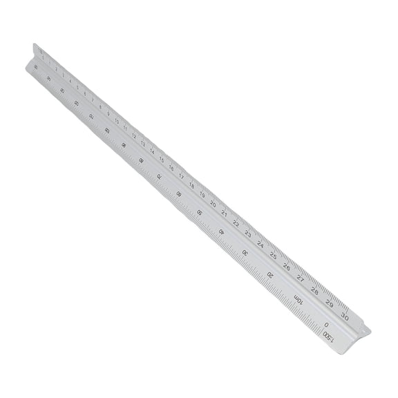 BIMZUC Architectural Scale Ruler 12 inches / 30 cm Aluminum Accurate Concave Design Multifunctional Triangle Drafting Tool for Engineering Silver