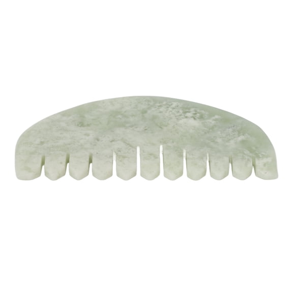 BIMZUC Authentic Jadestone Massage Comb for Premium Scalp Care and Improved Blood Circulation, Manual Guasha Scraping Tool for Head, Neck, and Face Relaxation to Reduce Daily Fatigue, Green