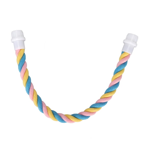 BIMZUC Bendable Cotton Parrot Rope Perch Multicolored Bird Bungee Climbing Toy Flexible U-Shaped Stand for Cockatiels Parakeets Conures Macaws Cage Accessories, 16.5 inches / 42 cm, Regular
