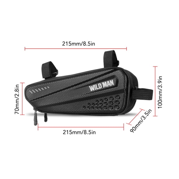 BIMZUC Bicycle Top Tube Bag Waterproof Hard Shell Bicycle Frame Bag Road Mountain Bike Storage Case Cycle Pouch Accessories, PU EVA, 1.2L Capacity, 8.5 inches / 21.6 cm, Black