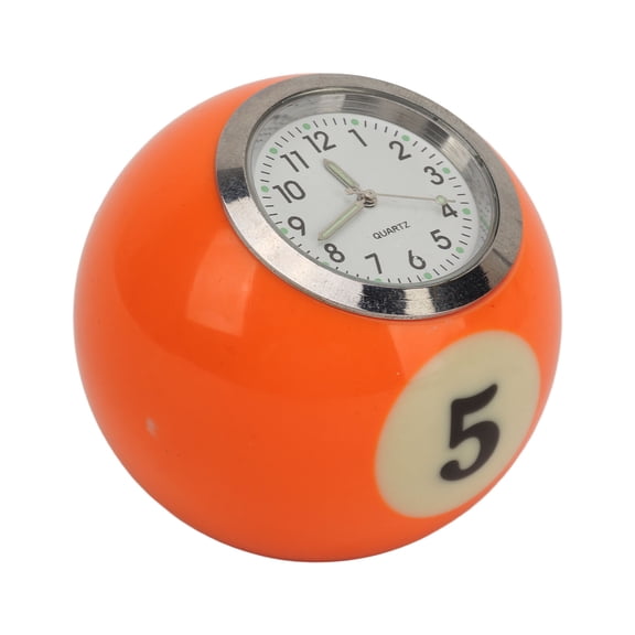BIMZUC Billiards Ball Shape Tabletop Clock Resin Accurate Decorative Desk Clock for Bar Home RVs Bedside Novelty Sports Themed Small Mute Bedside Alarm Clock (Assorted Colors, 2.36 inches / 6 cm)