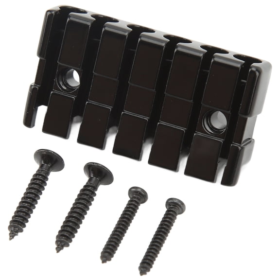 BIMZUC Black Headless Guitar Bridge 6 String Metal Instrument Accessory Part for Electric Guitars with 4 Screws, GL221B