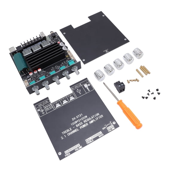BIMZUC Bluetooth 5.1 Amplifier Board 2.1 Channel 100Wx2+200W Output TPA3221 Chip DC12-30V Audio Power Amplifier Module Treble Bass Control 5.5 inches / 14 cm Dimensions for Speaker Theater