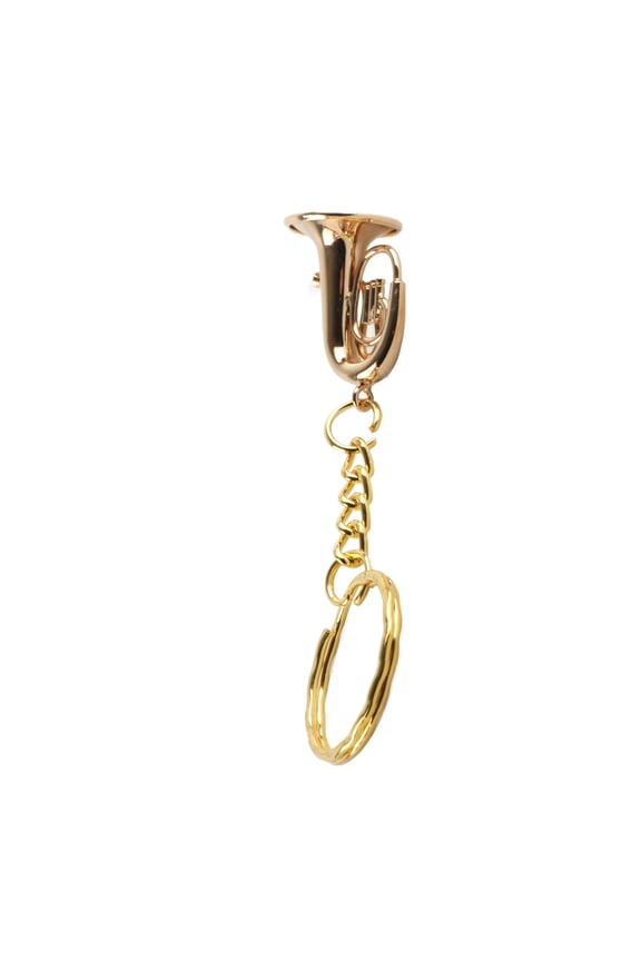 Brass Tuba Key Chain Miniature Golden Musical Instrument Keys Pendant for Graduation and Birthday Gifts, 3.54 inches / 9 cm