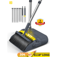 BIMZUC Broom and Dustpan Set, Cleaning Supplies Broom and Dust pan Set