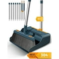 thumbnail image 1 of BIMZUC Broom and Dustpan Combo Set, Self-Cleaning with Dustpan Teeth, Stand up, Extendable to 50.4", Blue, 1 of 11