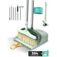 FVSA Broom and Dustpan Set, Indoor or Outdoor Broom and Dust Pan Combo, 53.15" Dust Pan for Adults(Cyan)