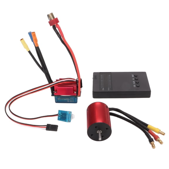 BIMZUC Brushless Motor ESC Set High Torsion Multiple Protection Programmable S35A Brushless ESC 4500KV Motor with Programmer Card for 1/14 1/16 RC Car Vehicles Upgrade Accessories Red