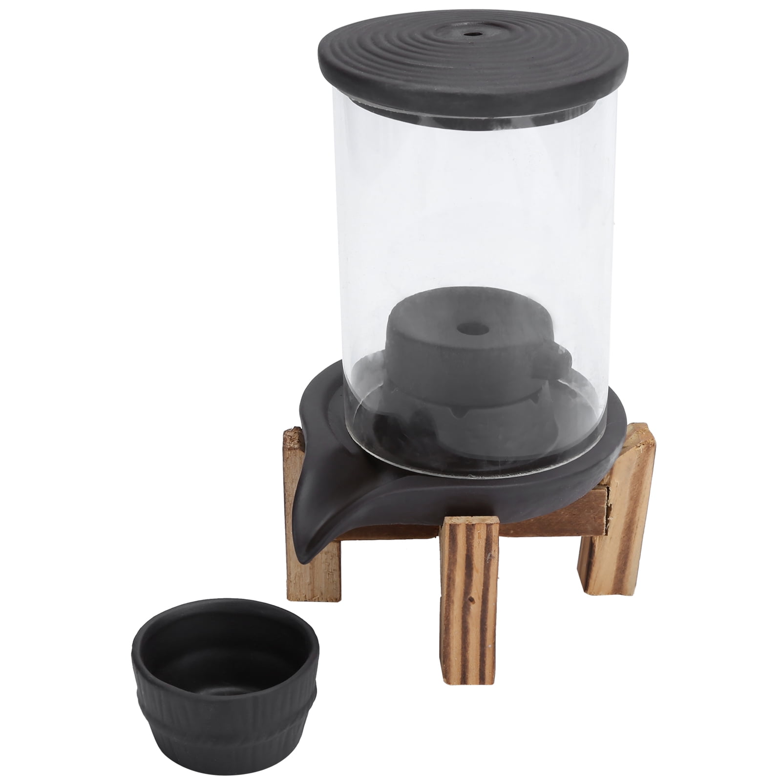 BIMZUC Buddhist Cone Backflow Incense Burner Ceramic Smoke Waterfall Holder For Living Room Decor Feng Shui Decoration, Black, 6.9 inches / 17.5 cm