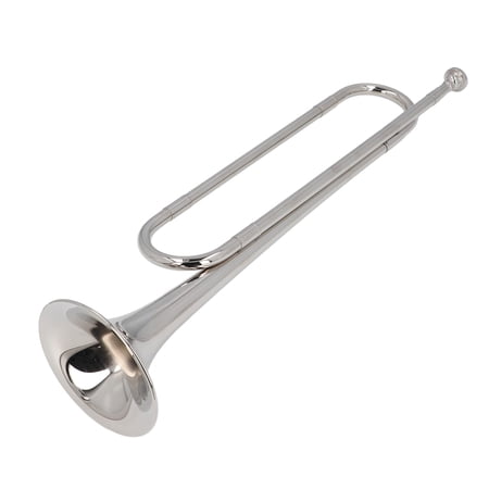 BIMZUC Bugle Horn Instrument Brass Cavalry Trumpet for Military Orchestra BB Key Silver 22.44 inches