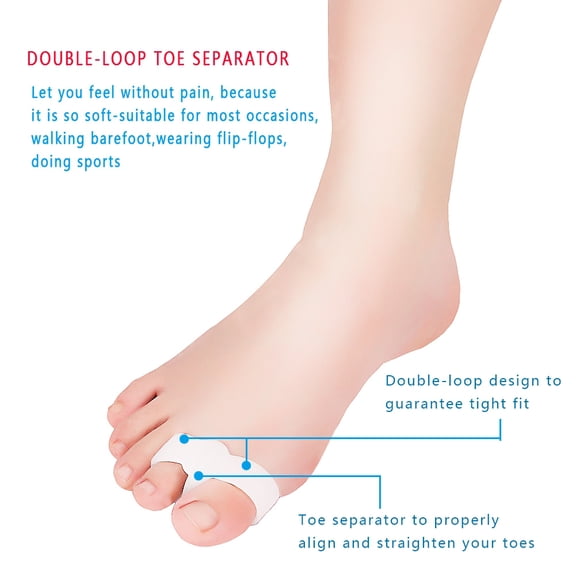 BIMZUC Bunion Valgus Corrector Pain Relief Toe Alignment Spreaders Separators Straightener Super Soft Silicone White (5.9 inches / 15 cm, 9 Pairs)