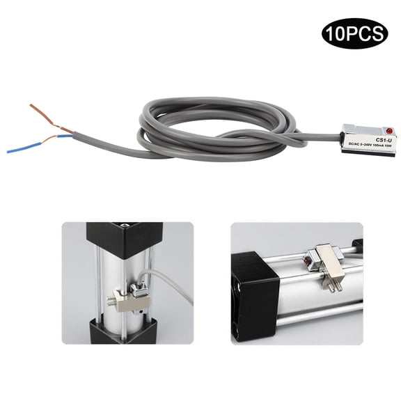 BIMZUC CS1-U Magnetic Reed Switch Cylinder Sensor 10W 5-240V AC/DC 100mA High Sensitivity Pneumatic Proximity Control Indicator for SI SU SC JSI MI MA50-63 Air Cylinders (10 Inches / 25.4 cm)