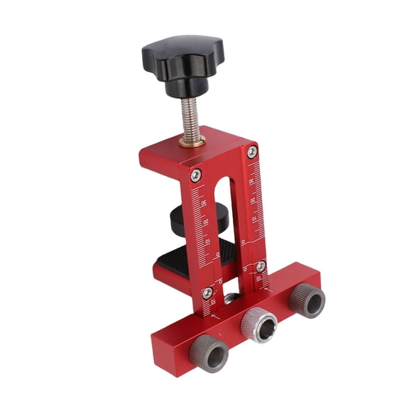 BIMZUC Cabinet Door Installation Positioner Aluminum Alloy Mounting Jig Tool, 17-37mm Clamping Range (0.67-1.46 inches), Includes Drill Bit & Wrench for Hinge Setup