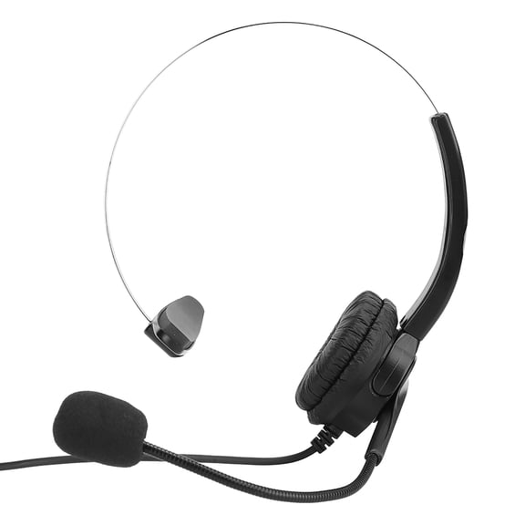 BIMZUC Call Center Headset with Microphone, Hands-Free Noise Cancelling Monaural Earpiece, 3.5mm Audio Interface for Desk Telephone and PC, Black, Ultra Lightweight Comfortable Design