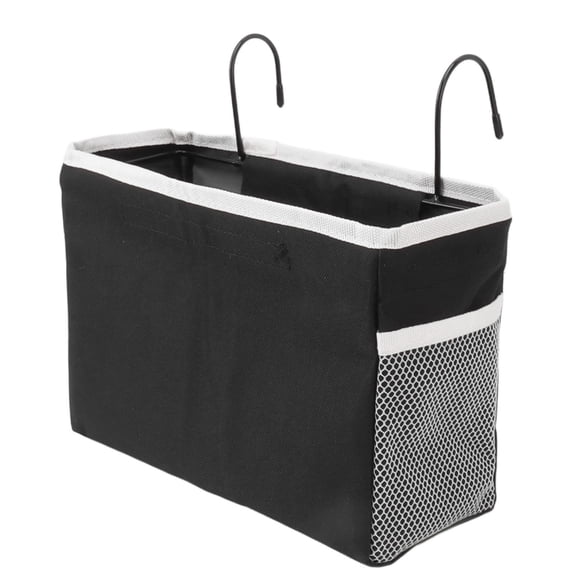 BIMZUC Canvas Bedside Hook Basket Compact Hanging Storage for Desk, Bed, and Living Room with Mesh Pockets