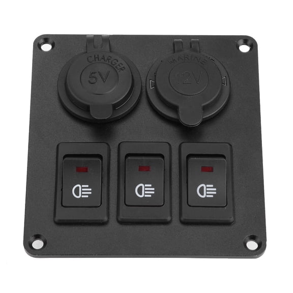 BIMZUC Car Marine 3+2 Combination LED Single Rocker Light Switch Car Charger Cigar Lighter Red (4.3 in / 11 cm)