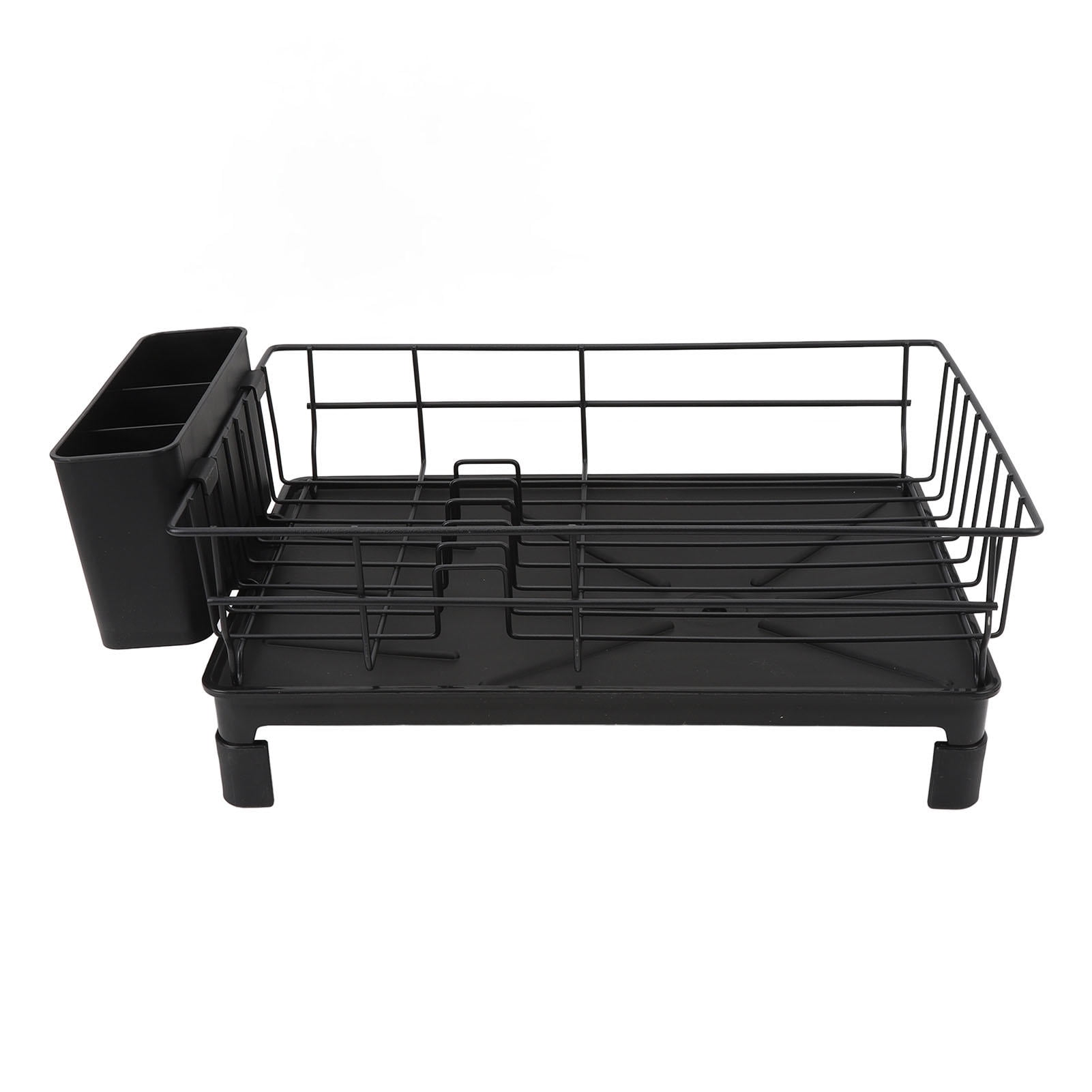 BIMZUC Carbon Steel Dish Drying Rack with Utensil Holder – Durable, Space‑Saving, Multi‑Functional Kitchen Counter & Cabinet Rack