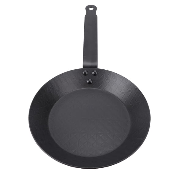 BIMZUC Carbon Steel Frying Pan Uniform Heating Easy to Clean Anti Stick Omelette Skillet Steak Pan for Gas Induction Cooker Medium Size (16.93 inches / 43.0 cm)