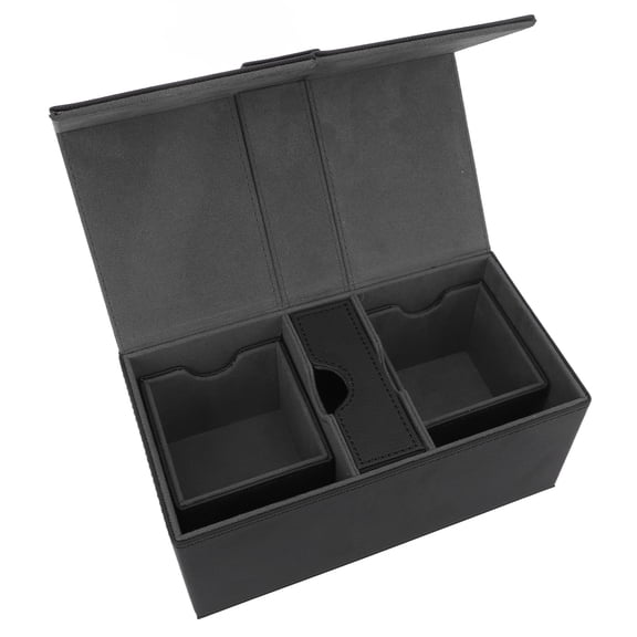 BIMZUC Card Deck Box with 3 Drawers Large Capacity Magnetic Closure Premium PU Leather Game Storage Case for Holding Over 200 Cards Trading Organizer Protector, Black