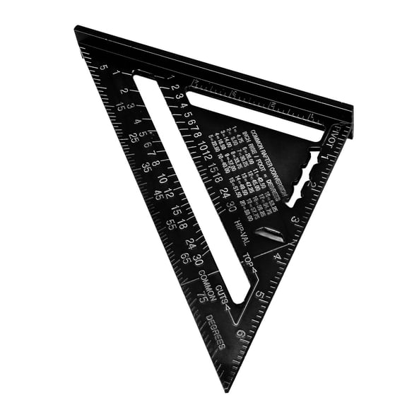 BIMZUC Carpentry Triangle Ruler Aluminum Alloy Woodworking Square Protractor with Imperial and Metric Scales for Engineer Carpenter, Black