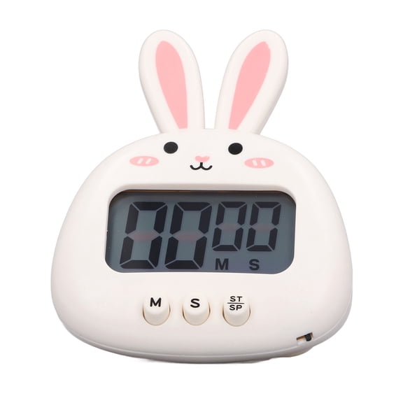 BIMZUC Cartoon Digital Timer White Rabbit, Magnetic Backing Countdown Alarm for Kitchen Cooking Baking, 5.91 inches / 15 cm
