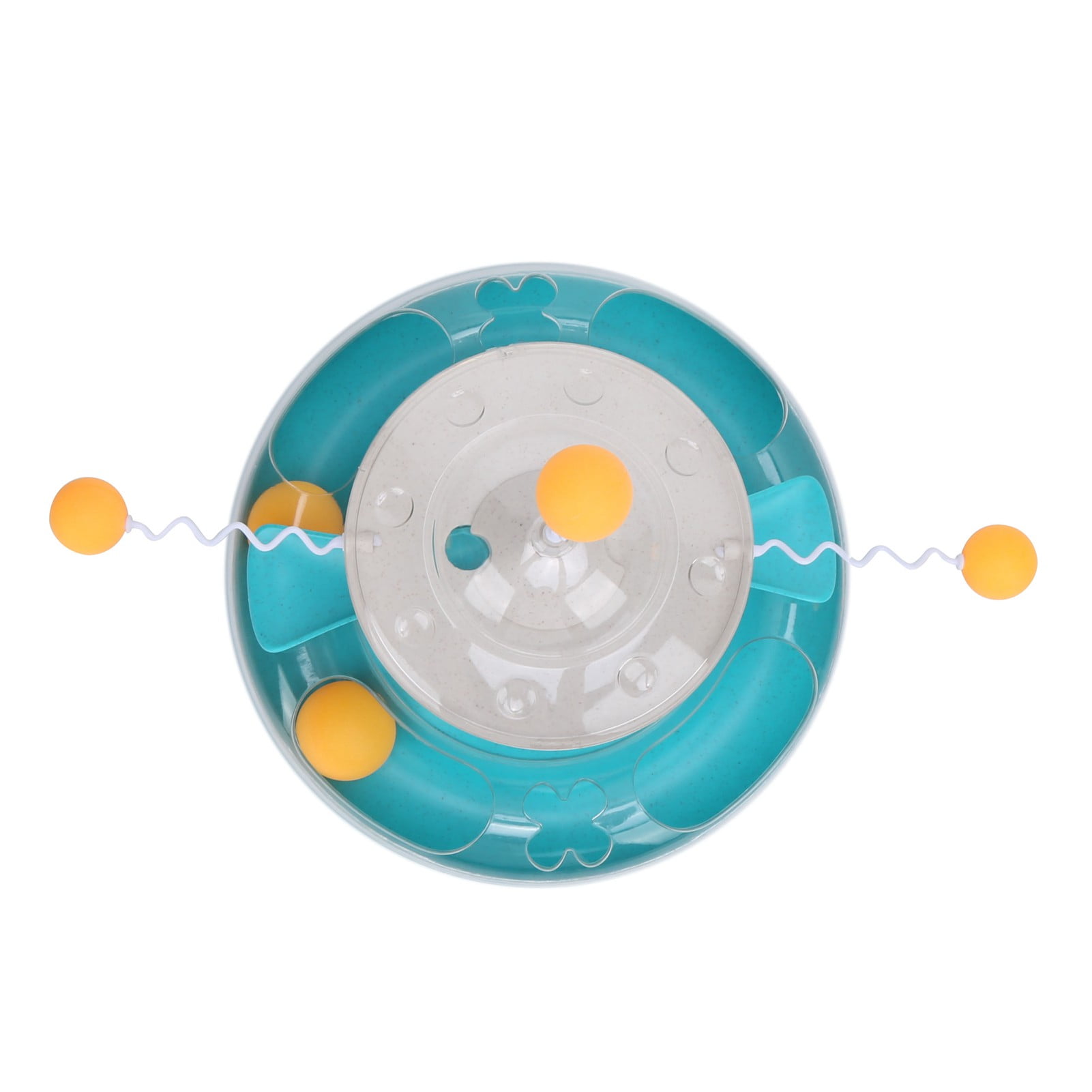 BIMZUC Cat Turntable Leakage Toy Circle Tracking Puzzle Food Dispensing Toy for Indoor Kittens Lake Blue Interactive Teaser Track Ball Pet Supplies Washable Plastic Detachable Fun Feeder