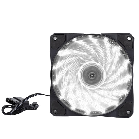 BIMZUC Chassis Fan PC Computer Cooler Accessory 3-Wire 15-Light LED Streamer Colorful 120mm Size 4.7 inches 1200 RPM Quiet Cooling Case Fan for Desktop White