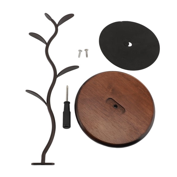 BIMZUC Chic Iron & Wood Mug Tree SpaceSaving 4Cup Holder, Stylish Leaf Design, MultiUse for Mugs, Earrings & Keys