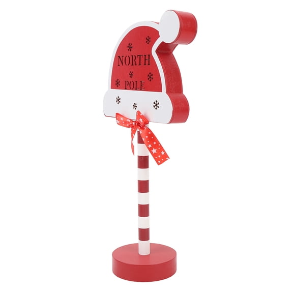BIMZUC Christmas Decorative Table Lamp Battery Operated LED North Poles Sign Night Light for Bedside Fireplace Party, Composite Wood, Warm Light, 13x5.5x3.5 inches / 33x14x9 cm