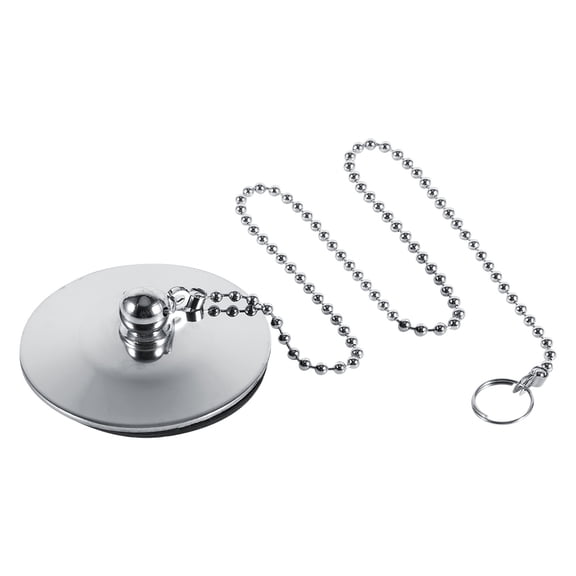 BIMZUC Chrome-Plated Metal Drain Cover Stopper, Solid Stainless Steel Waste Plug with Chain for Kitchen Sink, Bathroom Bathtub