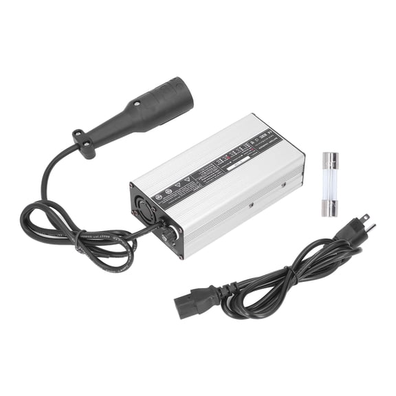 BIMZUC Club Car Battery Charger 48V 5A 300W Aluminum Silver Shell with 3-Pin Round Plug, Fully Automatic Replacement for DS 1995-2010 and Precedent 2004-Present Golf Carts, 110V US Standard