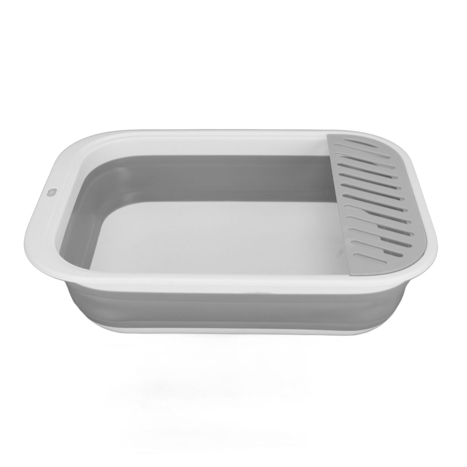 BIMZUC Collapsible Semi Enclosed Cat Litter Box with Scoop Splash Proof Kitten Toilet Bedpan, 18.1 inches / 46 cm Length, Portable Pet Potty Pan for Indoor Cats & Small Pets, Grey